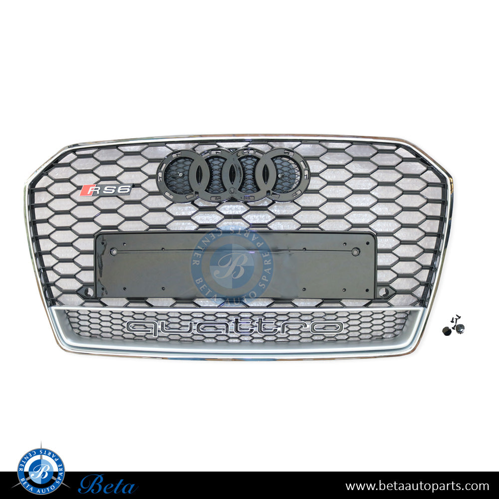 Grille RS6 Look Black and Chrome color for Audi A6 2015-2018 models, Part Number 4G0853651BD Grille RS6 Look Black and Chrome color for Audi A6 2015-2018 models, Part Number 4G0853651BD